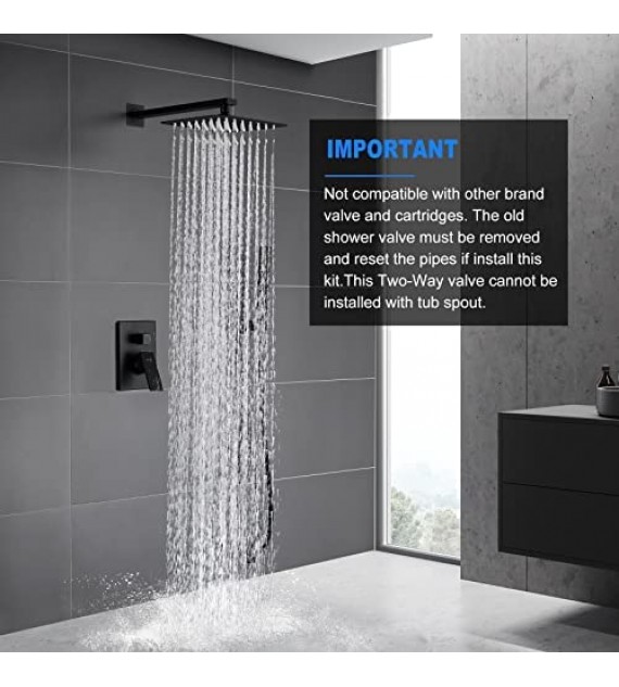 ESNBIA Oil Rubbed Bronze Shower System, Bathroom 12 Inches Rain Shower Head