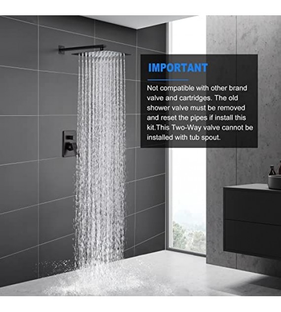 ESNBIA Oil Rubbed Bronze Shower System, Bathroom 12 Inches Rain Shower Head