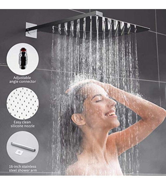 ESNBIA Oil Rubbed Bronze Shower System, Bathroom 12 Inches Rain Shower Head