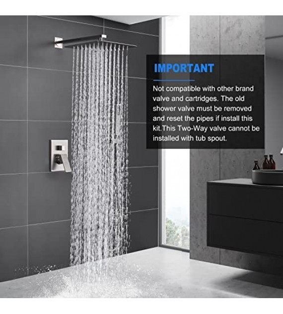 ESNBIA Oil Rubbed Bronze Shower System, Bathroom 12 Inches Rain Shower Head