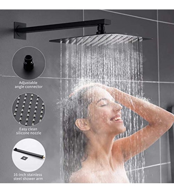 ESNBIA Oil Rubbed Bronze Shower System, Bathroom 12 Inches Rain Shower Head