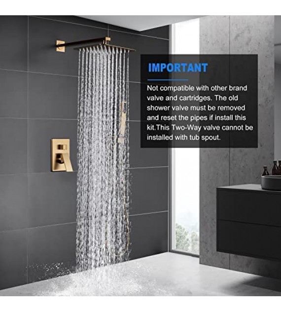 ESNBIA Oil Rubbed Bronze Shower System, Bathroom 12 Inches Rain Shower Head