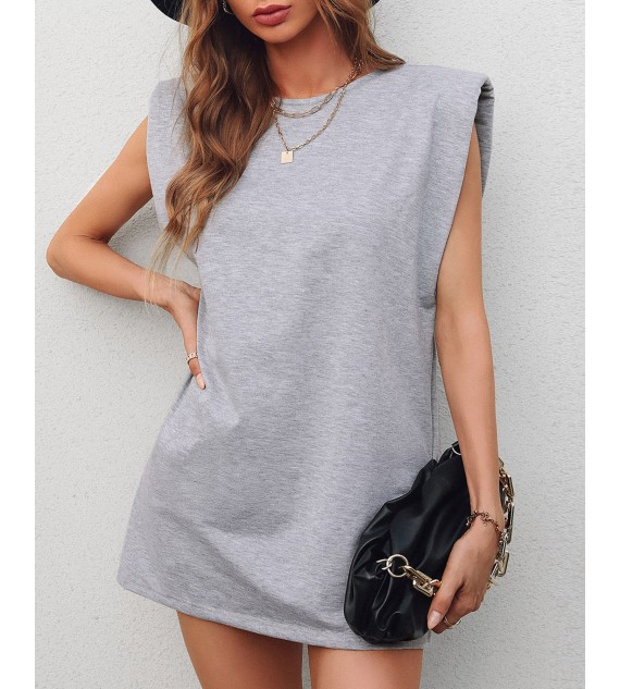 Plain Sleeveless Mini Casual Dress