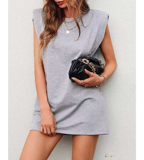 Plain Sleeveless Mini Casual Dress